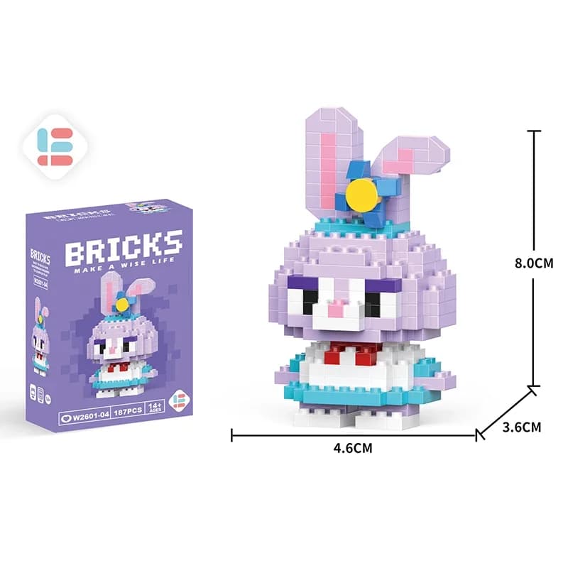 Stitch Disney Princess Elsa LinaBell Building Blocks Mickey Mouse Duck Mini Action Figures Blocks Assemble Toys Brick Kids Gifts