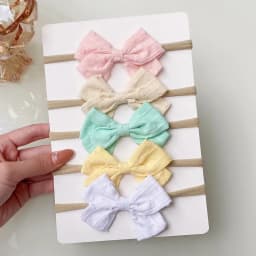 3/4/6Pcs/Set Sweet Colorful Ribbon Bowknot Elastic Headband For Baby Girls Ties Headwear Infant Kid Hair Accessories Diademas