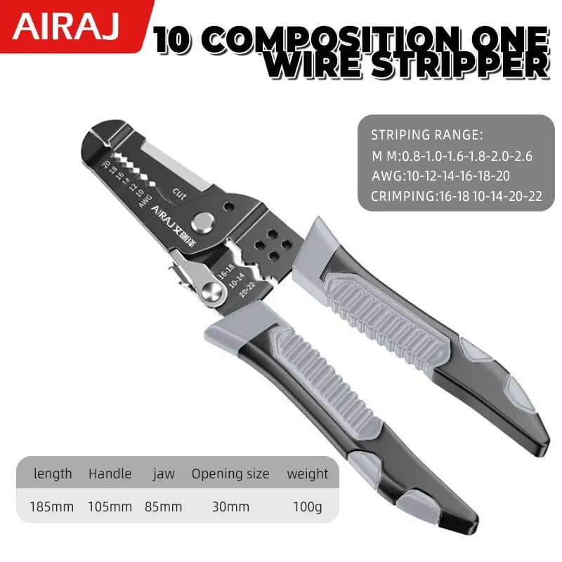 AIRAJ Wire Stripper Tools Multitool Plier Crimper Cable Cutter Multifunctional Stripping Tool Crimping Pliers Terminal
