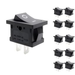 10Pcs SPST Snap-in ON-Off 2 Pin Round Snap Rocker Boat Switch Black AC 250V 6A 125V 10A for Household Appliances Replacement