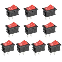 10Pcs SPST Snap-in ON-Off 2 Pin Round Snap Rocker Boat Switch Black AC 250V 6A 125V 10A for Household Appliances Replacement