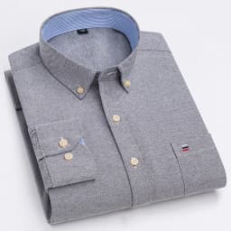 Men's 100% Cotton Shirt Long Sleeve Plaid Oxford Casual Solid Color Print Regular Fit Formal Dress Shirt Oversized 7XL  6XL 5XL