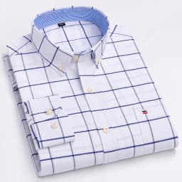 Men's 100% Cotton Shirt Long Sleeve Plaid Oxford Casual Solid Color Print Regular Fit Formal Dress Shirt Oversized 7XL  6XL 5XL