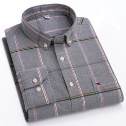 Men's 100% Cotton Shirt Long Sleeve Plaid Oxford Casual Solid Color Print Regular Fit Formal Dress Shirt Oversized 7XL  6XL 5XL