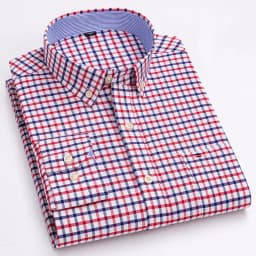 Men's 100% Cotton Shirt Long Sleeve Plaid Oxford Casual Solid Color Print Regular Fit Formal Dress Shirt Oversized 7XL  6XL 5XL