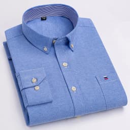 Men's 100% Cotton Shirt Long Sleeve Plaid Oxford Casual Solid Color Print Regular Fit Formal Dress Shirt Oversized 7XL  6XL 5XL