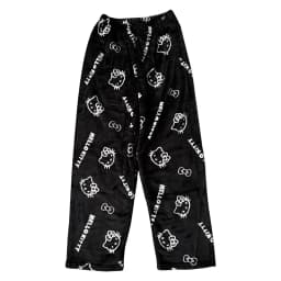 Sanrio Hello Kitty Flannel Pajamas Black Women'S Warm Woolen Cartoon Casual Home Pants In Autumn Winter Fashion Trousers