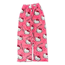 Sanrio Hello Kitty Flannel Pajamas Black Women'S Warm Woolen Cartoon Casual Home Pants In Autumn Winter Fashion Trousers