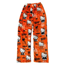 Sanrio Hello Kitty Flannel Pajamas Black Women'S Warm Woolen Cartoon Casual Home Pants In Autumn Winter Fashion Trousers