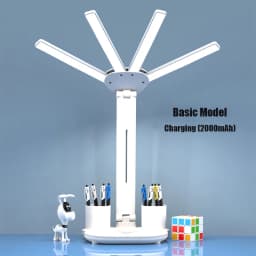3in1 Multifunction Table Lamp LED Four-headed Folding With Fan Calendar Clock USB Rechargeable Desk light 3 color Reading Lamp