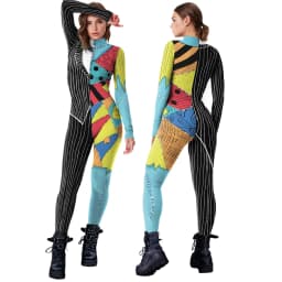 Halloween Anime Movie Sally Cosplay Dress Party Set Costume Christmas Women Slim Jumpsuit Catsuit Zentai Bodysuit Gothic Leggins