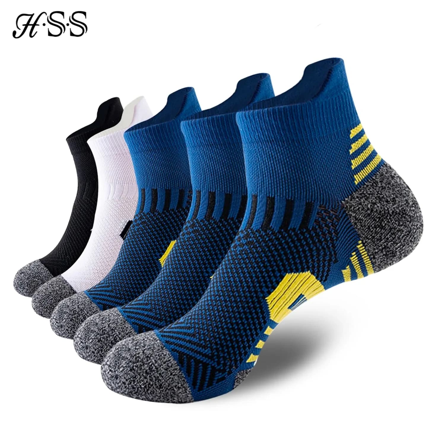 HSS 5Pairs/Lot Men's Sport Socks Breathable Outdoor Running Basketball Socks Cotton Training Short Tube Socks For Men