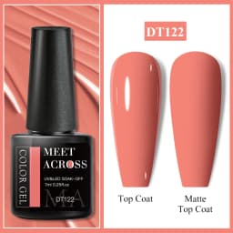 MEET ACROSS 7ml Red Gel Nail Polish Crystal Semi Permanent Soak Off UV Gel Varnish Nail Art Manicure Base Matte Top Coat Vernis