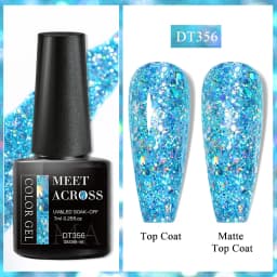 MEET ACROSS 7ml Red Gel Nail Polish Crystal Semi Permanent Soak Off UV Gel Varnish Nail Art Manicure Base Matte Top Coat Vernis