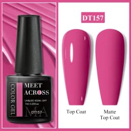 MEET ACROSS 7ml Red Gel Nail Polish Crystal Semi Permanent Soak Off UV Gel Varnish Nail Art Manicure Base Matte Top Coat Vernis