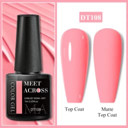 MEET ACROSS 7ml Red Gel Nail Polish Crystal Semi Permanent Soak Off UV Gel Varnish Nail Art Manicure Base Matte Top Coat Vernis