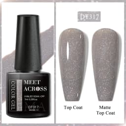 MEET ACROSS 7ml Red Gel Nail Polish Crystal Semi Permanent Soak Off UV Gel Varnish Nail Art Manicure Base Matte Top Coat Vernis