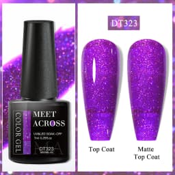 MEET ACROSS 7ml Red Gel Nail Polish Crystal Semi Permanent Soak Off UV Gel Varnish Nail Art Manicure Base Matte Top Coat Vernis