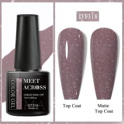 MEET ACROSS 7ml Red Gel Nail Polish Crystal Semi Permanent Soak Off UV Gel Varnish Nail Art Manicure Base Matte Top Coat Vernis