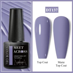 MEET ACROSS 7ml Red Gel Nail Polish Crystal Semi Permanent Soak Off UV Gel Varnish Nail Art Manicure Base Matte Top Coat Vernis