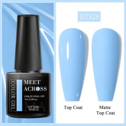 MEET ACROSS 7ml Red Gel Nail Polish Crystal Semi Permanent Soak Off UV Gel Varnish Nail Art Manicure Base Matte Top Coat Vernis
