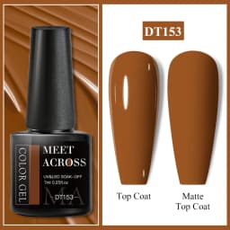 MEET ACROSS 7ml Red Gel Nail Polish Crystal Semi Permanent Soak Off UV Gel Varnish Nail Art Manicure Base Matte Top Coat Vernis