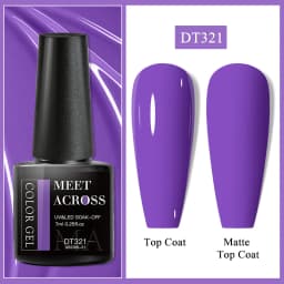 MEET ACROSS 7ml Red Gel Nail Polish Crystal Semi Permanent Soak Off UV Gel Varnish Nail Art Manicure Base Matte Top Coat Vernis