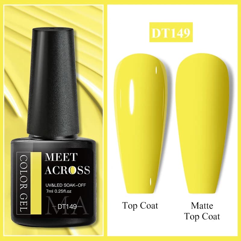 MEET ACROSS 7ml Red Gel Nail Polish Crystal Semi Permanent Soak Off UV Gel Varnish Nail Art Manicure Base Matte Top Coat Vernis