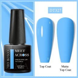 MEET ACROSS 7ml Red Gel Nail Polish Crystal Semi Permanent Soak Off UV Gel Varnish Nail Art Manicure Base Matte Top Coat Vernis