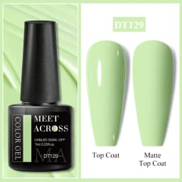 MEET ACROSS 7ml Red Gel Nail Polish Crystal Semi Permanent Soak Off UV Gel Varnish Nail Art Manicure Base Matte Top Coat Vernis