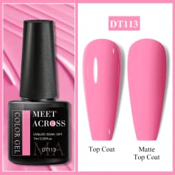 MEET ACROSS 7ml Red Gel Nail Polish Crystal Semi Permanent Soak Off UV Gel Varnish Nail Art Manicure Base Matte Top Coat Vernis