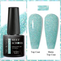 MEET ACROSS 7ml Red Gel Nail Polish Crystal Semi Permanent Soak Off UV Gel Varnish Nail Art Manicure Base Matte Top Coat Vernis