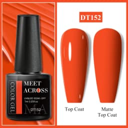 MEET ACROSS 7ml Red Gel Nail Polish Crystal Semi Permanent Soak Off UV Gel Varnish Nail Art Manicure Base Matte Top Coat Vernis