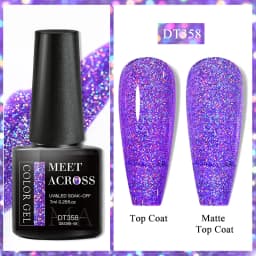 MEET ACROSS 7ml Red Gel Nail Polish Crystal Semi Permanent Soak Off UV Gel Varnish Nail Art Manicure Base Matte Top Coat Vernis