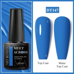MEET ACROSS 7ml Red Gel Nail Polish Crystal Semi Permanent Soak Off UV Gel Varnish Nail Art Manicure Base Matte Top Coat Vernis