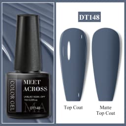 MEET ACROSS 7ml Red Gel Nail Polish Crystal Semi Permanent Soak Off UV Gel Varnish Nail Art Manicure Base Matte Top Coat Vernis
