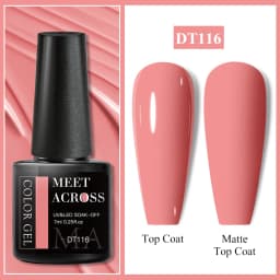 MEET ACROSS 7ml Red Gel Nail Polish Crystal Semi Permanent Soak Off UV Gel Varnish Nail Art Manicure Base Matte Top Coat Vernis
