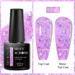 MEET ACROSS 7ml Red Gel Nail Polish Crystal Semi Permanent Soak Off UV Gel Varnish Nail Art Manicure Base Matte Top Coat Vernis