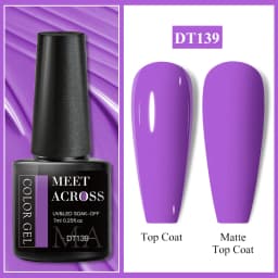 MEET ACROSS 7ml Red Gel Nail Polish Crystal Semi Permanent Soak Off UV Gel Varnish Nail Art Manicure Base Matte Top Coat Vernis