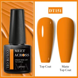 MEET ACROSS 7ml Red Gel Nail Polish Crystal Semi Permanent Soak Off UV Gel Varnish Nail Art Manicure Base Matte Top Coat Vernis