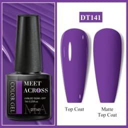 MEET ACROSS 7ml Red Gel Nail Polish Crystal Semi Permanent Soak Off UV Gel Varnish Nail Art Manicure Base Matte Top Coat Vernis