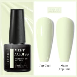MEET ACROSS 7ml Red Gel Nail Polish Crystal Semi Permanent Soak Off UV Gel Varnish Nail Art Manicure Base Matte Top Coat Vernis