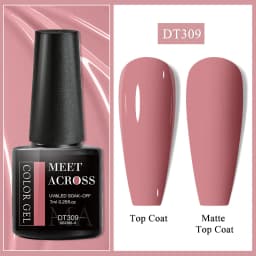 MEET ACROSS 7ml Red Gel Nail Polish Crystal Semi Permanent Soak Off UV Gel Varnish Nail Art Manicure Base Matte Top Coat Vernis