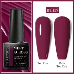 MEET ACROSS 7ml Red Gel Nail Polish Crystal Semi Permanent Soak Off UV Gel Varnish Nail Art Manicure Base Matte Top Coat Vernis