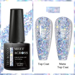 MEET ACROSS 7ml Red Gel Nail Polish Crystal Semi Permanent Soak Off UV Gel Varnish Nail Art Manicure Base Matte Top Coat Vernis