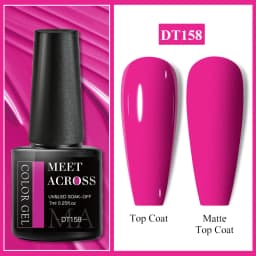 MEET ACROSS 7ml Red Gel Nail Polish Crystal Semi Permanent Soak Off UV Gel Varnish Nail Art Manicure Base Matte Top Coat Vernis