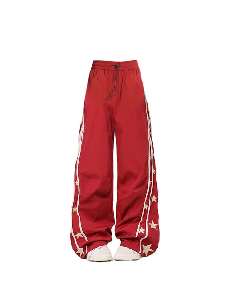 Women's Baggy Wine Red Sweatpants Harajuku Streetwear Fashion Y2k High Waist Oversize Jogger Pants Vintage Wide Trousers Clothes