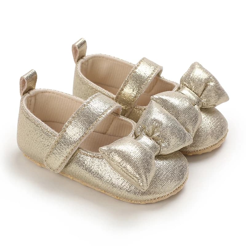 Cute Spring Newborn Golden Baby Shoes Non Slip Cloth Bottom Girl Shoes Elegant Breathable Casual Baby First Walking Shoes 0-18 M