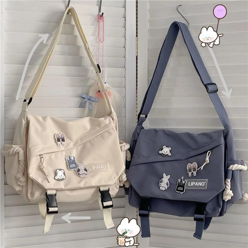Women's Nylon Handheld One Shoulder Versatile Large Capacity Crossbody Bag Retro Work Travel Postman Bag