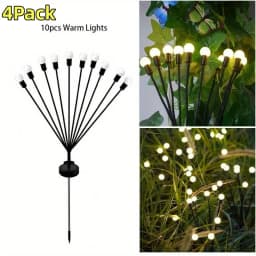 1/2/4 PCS Solar Garden Firefly Lights Outdoor Waterproof Starburst Swing Decorative Lamps for Path Yard Patio Pathway Landscape